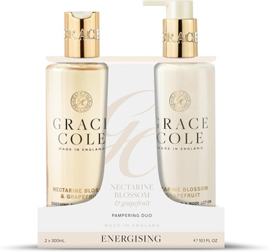 Grace Cole Ginger Lily & Mandarin Scented Body Care Duo Gift Set 1 x Bath & Shower Gel 300ml, 1 x Hand & Body Lotion 300ml - Essential Oils - Vegan - Made In England