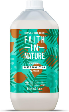 Faith In Nature Natural Coconut Hand & Body Lotion, Hydrating, Vegan & Cruelty Free, No SLS or Parabens, 5L Refill Pack