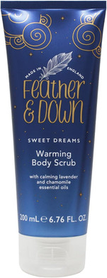Feather & Down Warming Body Scrub (200ml) - With Calming Lavender & Chamomile Essential Oils. Exfoliates & Gently Warms Tired Muscles. Relieving Tensions from the day