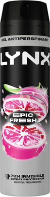 Lynx Epic Fresh Anti-Perspirant Aerosol Men's Deodorant Spray with ProScent technology and a grapefruit & tropical pineapple scent for 72 hours protection against odour and wetness 150 ml