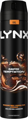 Lynx Dark Temptation Aerosol Body Spray Men's Deodorant Spray with a smooth dark chocolate scent for 48 hours of odour-busting, high definition fragrance 250 ml