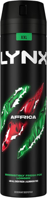 Lynx Africa XXL Aerosol Body Spray Men's Deodorant Spray with a mandarin & sandalwood scent for 48 hours of odour busting, high definition fragrance 250 ml