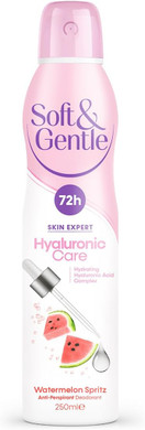 SOFT & GENTLE Anti-perspirant Deodorant, Skin Expert Hyaluronic Care, Watermelon Spritz, 72H Protection 250ml
