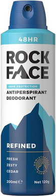 Rock Face Refined Body Spray Deodorant 200ml | Sandalwood & Cedar Scent | Fast Absorbing | Non Staining | Long Lasting (Pack of 2)