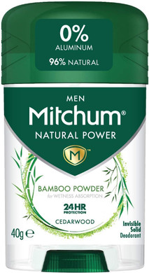 Mitchum Men Natural Deodorant Stick, Aluminium Free, Vegan, Cruelty Free, 96% Natural Ingredients, Cedarwood