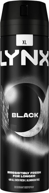 Lynx Black Aerosol Body Spray Men's Deodorant Spray with a frozen pear & cedarwood scent for 48 hours of odour-busting, high definition fragrance 200 ml