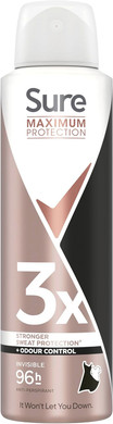 Sure Maximum Protection Invisible Anti-Perspirant Aerosol Women's Deodorant Spray with 3x stronger* sweat protection for 96 hour sweat and odour protection 150 ml (Pack of 2)