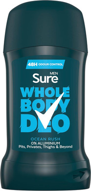 Sure Men Ocean Rush Whole Body Deodorant Men's Deodorant Stick with a herbal & woody fragrance for 48 hour odour control 50 ml (Pack of 2)