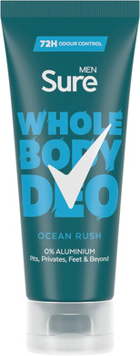 Sure Men Ocean Rush Whole Body Deodorant Men's Deodorant Cream with a herbal & woody fragrance for 72 hour odour control 75 ml (Pack of 2)