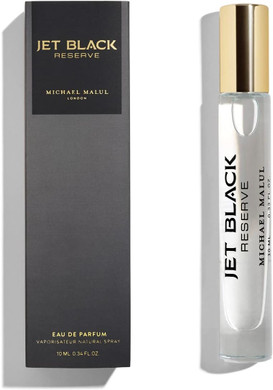 Michael Malul Jet Black Reserve Men's Eau de Parfum 10 ML Travel Size, Sophisticated Fragrance for Men with a blend of blend of amber, cardamom and woody notes