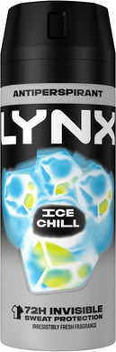 Lynx Ice Chill Anti-Perspirant Aerosol Men's Deodorant Spray with ProScent technology and an iced mint & lemon scent for 72 hours protection against odour and wetness 6x 150 ml