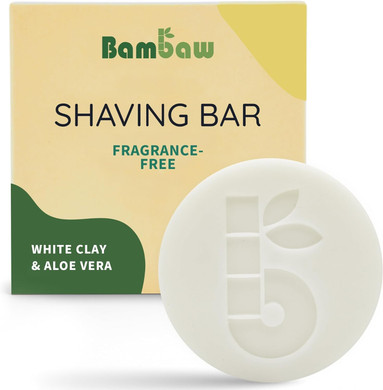 Bambaw Shaving Soap for Women 80g, Red Clay & Shea Butter Shave Soap, Shaving Bar Women, Natural Soap Bar, Eco Soap Bar, Vegan Shaving Soap, Exfoliating Soap Bar, Raspberry Shaving Soap Bar