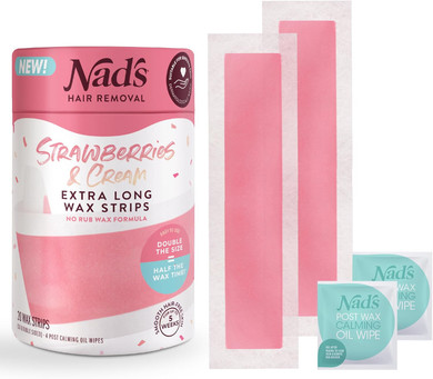 Nad's Extra Long Wax Strips, Hair Removal, Large Waxing Strips, 20 Strips