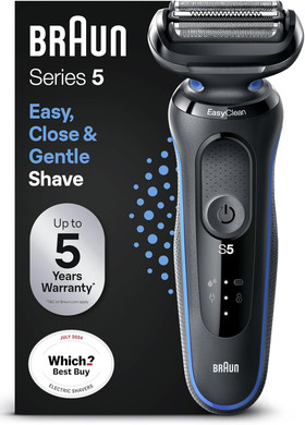 Braun Series 5 Electric Shaver, 4in1 SmartCare Center, +1 Attachment, Cordless, Up to 50 min, Wet & Dry Razor for Men, 100% Waterproof, 52-B7000CC, Blue