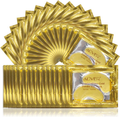 AIQIUSHA 24K Gold Under Eye Treatment Masks, Natural Gel Collagen Eye Masks, Under Eye Gel Patches Dark Circles, Anti Wrinkle, Puffy Eyes, Skincare, Hydrating, Soothing, 25 Pairs, Independent Package