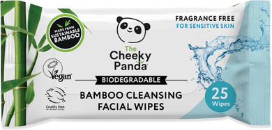 The Cheeky Panda Bamboo Facial Make Up Remover Wipes | Sustainable Face Wipes Eye Makeup Remover | Coconut Scented Pack of 25 Face Wipes | 99% Purified Water