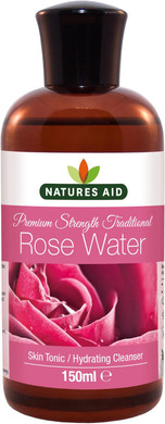 Natures Aid Rose Water 150ml  Premium Strength Natural Skincare Tonic  Sweet Fragrance  Moisturises & Refreshes Hydrating Cleanser  Vegan, Non-GMO, Gluten-Free, No Added Ingredients