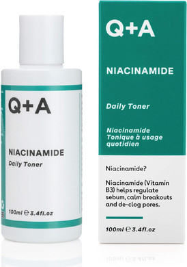 Q+A Niacinamide Daily Toner for Face (100ml), Pore Refining and Hydrating Face Toner with Hyaluronic Acid and Aloe Vera, Fragrance Free Skincare, Helps Calm Redness and Blemishes