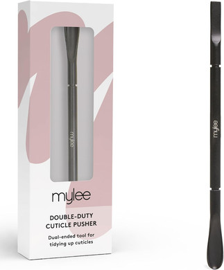 Mylee Cuticle Pusher  Professional, Sleek, Matte Black, Stainless Steel, Duel-Ended Salon-Quality Cuticle Pusher for Nudging Cuticles Back and Scraping Away Hard-to-Remove Skin Debris