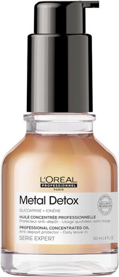 LOréal Professionnel Metal Detox Concentrated Hair Oil 50ml, prevent breakage & colour fade from hard water, For Shiny Hair, Heat Protection & Anti-humidity & Anti- Frizz