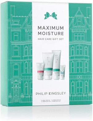 Philip Kingsley | Maximum Moisture Hair Care Gift Set | Elasticizer Treatment, Moisture Balancing Combination Shampoo and Conditioner, Finishing Touch Frizz Fighting Gloss | Set Of 4