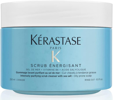 Kérastase Fusio Scrub, Nourishing and Energising Cleansing Treatment, For Oil-prone Hair and Scalp, With Sea Salt Minerals, Vitamin B6 and Salicylic Acid, Scrub Energisant, 250 ml