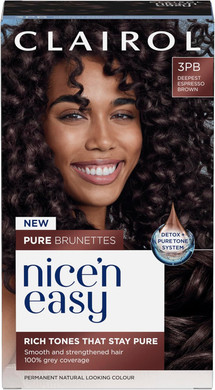 Clairol Nice n Easy Pure Brunettes Hair Colour | Pure and Rich Brown Tones | Smooth, Natural Hair Colour | With Pre-Colour Serum | 100% Grey Coverage | 3PB Deepest Espresso Brown | Permanent Hair Dye