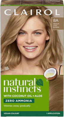 Clairol Natural Instincts Semi-Permanent No Ammonia Hair Dye, 8A Medium Cool Blonde (Packing May Vary)