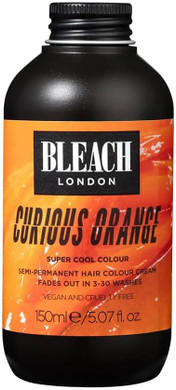 Bleach London Curious Orange Semi-Permanent Hair Colour Cream - Electric Orange, Vegan, Cruelty Free, Vibrant Temporary Hair Dye 150 ml