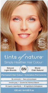 Tints of Nature 8N Natural Light Blonde Permanent Hair Dye, Nourishes Hair and Covers Greys, Ammonia-Free, 130ml