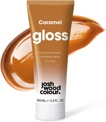 Josh Wood Hair Gloss (Caramel) - Semi-permanent gloss refreshes and enriches brown locks, adds warm caramel tones - Lasts up to 6 washes - 100% Vegan - Cream (100ml)