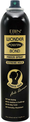 Wonder Lace Bond Ponytail Freeze Spray 8oz-Extreme Hold (COARSE HAIR) | Humidity Resistant, Quick-Drying, Lightweight, No Residue, Water-Resistant Hair Styling Spray for Sleek, Long-Lasting Ponytails