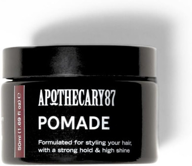 Apothecary 87 Pomade | Water Based Hair Pomade | High Shine Finish, Strong Hold, Medium Weight | All Hair Types | Premium Formulation | 50ml