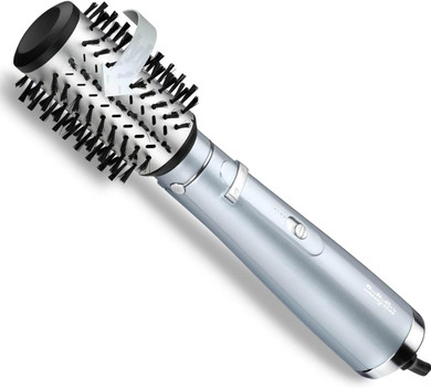BaByliss Hydro-Fusion Air Styler, 700W Drying and Styling in one, 50mm Rotating Hair Dryer Brush, Ionic, smooth blow dry, Silver, Black