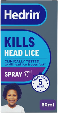 Hedrin Once Spray Gel, Fast, No Fuss Lice & Nit Treatment, Kills Head Lice & Eggs in 5 Minutes, Clinically Tested, Suitable for Adults & Children, 60ml, 2 x 30ml treatments