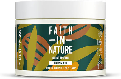 Faith In Nature Organic Shea & Argan Hair Mask, Moisturising for Curly Hair & Dry Scalp, Vegan & Cruelty Free, No SLS, Silicones or Parabens, 300ml (Packing May Vary)