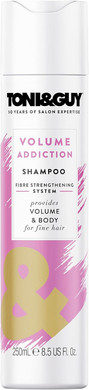 Toni & Guy | Volume Addiction Shampoo for Fine Hair | Perfect for Enhancing Natural Volume, Body and Bounce With a Weightless Feel | Fibre Strengthening System | 250ml