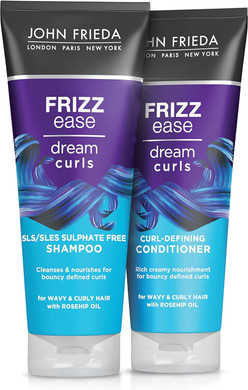 John Frieda Frizz Ease Dream Curls Shampoo and Conditioner Duo Pack 2x 250 ml, Sulphate-Free Shampoo and Conditioner for Naturally Wavy and Curly Hair, Dream Curls Value Bundle