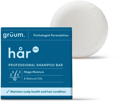 grüum Mega Moisture Shampoo Bar 50g - Solid Shampoo Bars for Hair Up to 60 Washes - Plastic Free Vegan Bar for Men & Women with 8 Natural Oils - Paraben Free Rich Lathering Bars for All Hair Types