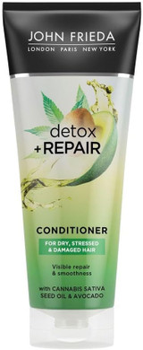 John Frieda Detox & Repair Conditioner 250 Ml, Hydrating And Smoothing Conditioner Dry, Stressed And Damaged Hair With Avocado Oil And Green Tea (Pack of 2)
