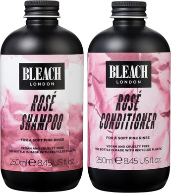 BLEACH LONDON Rose Shampoo 250 ml and Rose Conditioner 250 ml - High Pigmented Soft Pink Rinse, Vegan, Cruelty Free, Colour Protected Clean, Colour Depositing Toning Formula