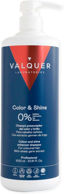 Valquer Color and Shine Enhancer Shampoo for Dyed Hair. Antioxidant and Moisturizing with Wheat Germ, Phytokeratine, Vitamin E and Provitamin B5. Vegan. 400 ml