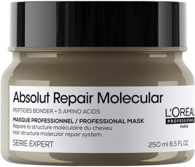 LOréal Professionnel Absolut Repair Molecular Hair Mask 250ml, For Extremely Damaged Hair, Rinse off hair treatment, Molecular Bond Repair, Instant smoothness & shine