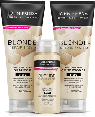 John Frieda Blonde+ Repair Sytem Bundle, Shampoo & Conditioner 250ml and Pre Treatment Shampoo 250ml