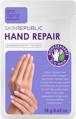 Skin Republic Hand Repair Mask | Moisturizing Gloves | With Collagen, Shea Butter & Vitamin E | For Dry, Rough Hands | Leaves skin soft, smooth & youthful (1 pair)