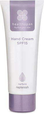 Healthspan Replenish Hand Cream SPF15 (75ml) | Leaves hands soft, nourished & protected | Rich & moisturising cream for mature hands | Protects against development of age spots