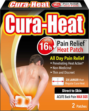 Cura-Heat Back Pain MAX size Direct-to-Skin 2 patches