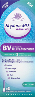Replens BV Symptoms Relief & Treatment Vaginal Gel - x3 Single use applicators, White, 3 Count (Pack of 1)
