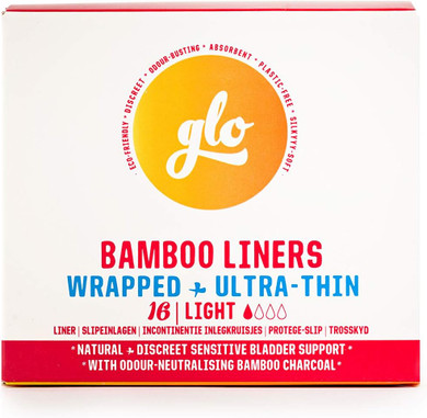 glo Light Incontinence Liners for Sensitive Bladders, Made from Organic Bamboo - Superior Leak Protection, Ultra-Thin - Individually Wrapped - 96 Pack