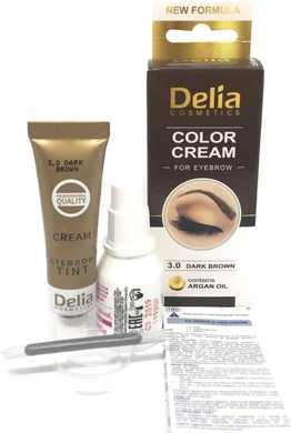 Delia Cosmetics - Creamy Eyebrow Tint - DARK BROWN - Professional Coloring - Easy Application - 15ml